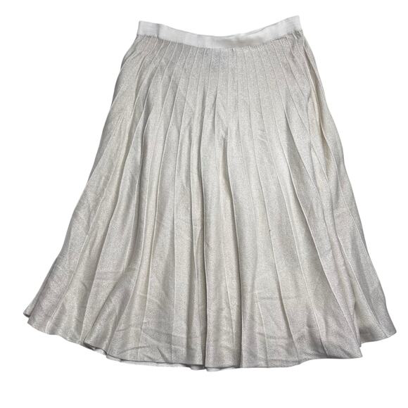 Susan Graver Style Women’s Pleated Maxi Skirt, Ivory Metallic Knit, Size L - Picture 2 of 6